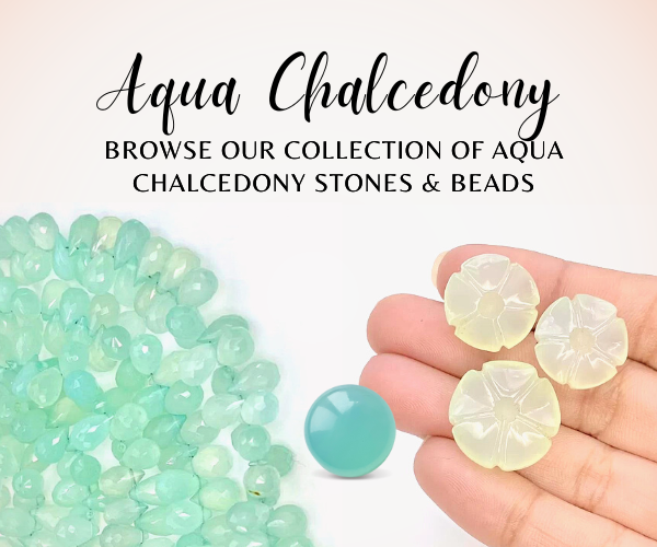 Natural Aqua Chalcedony Gemstones & Beads
